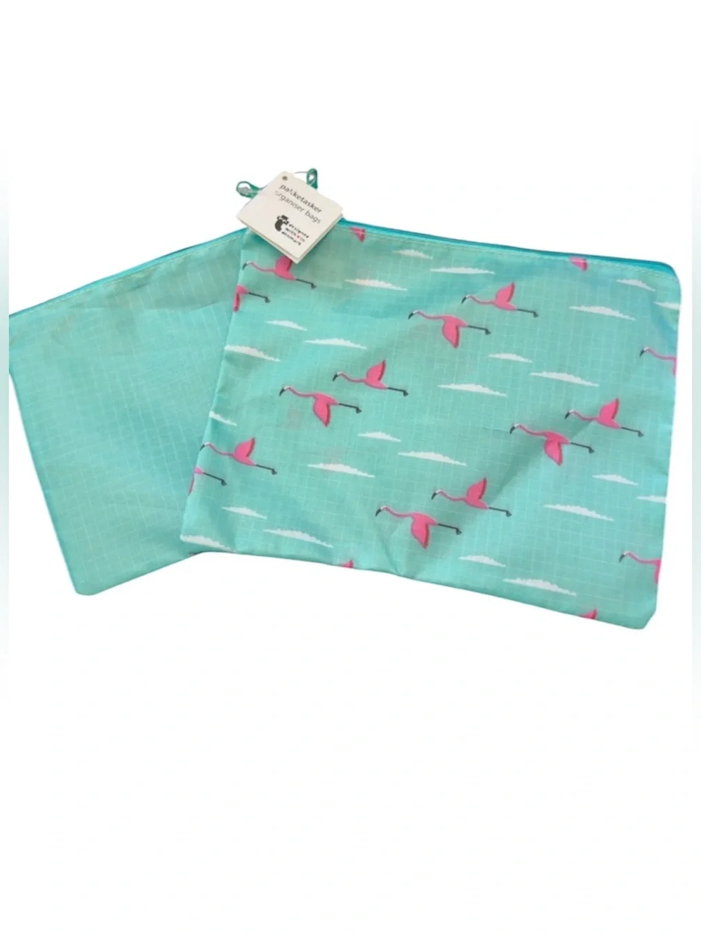 Flamingo Print Aqua & Pink Organizer Bags